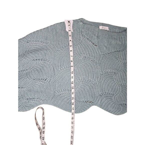 Elodie Boutique Teal Open Knit Oversized Crop Sweater Small EUC - Picture 4 of 6